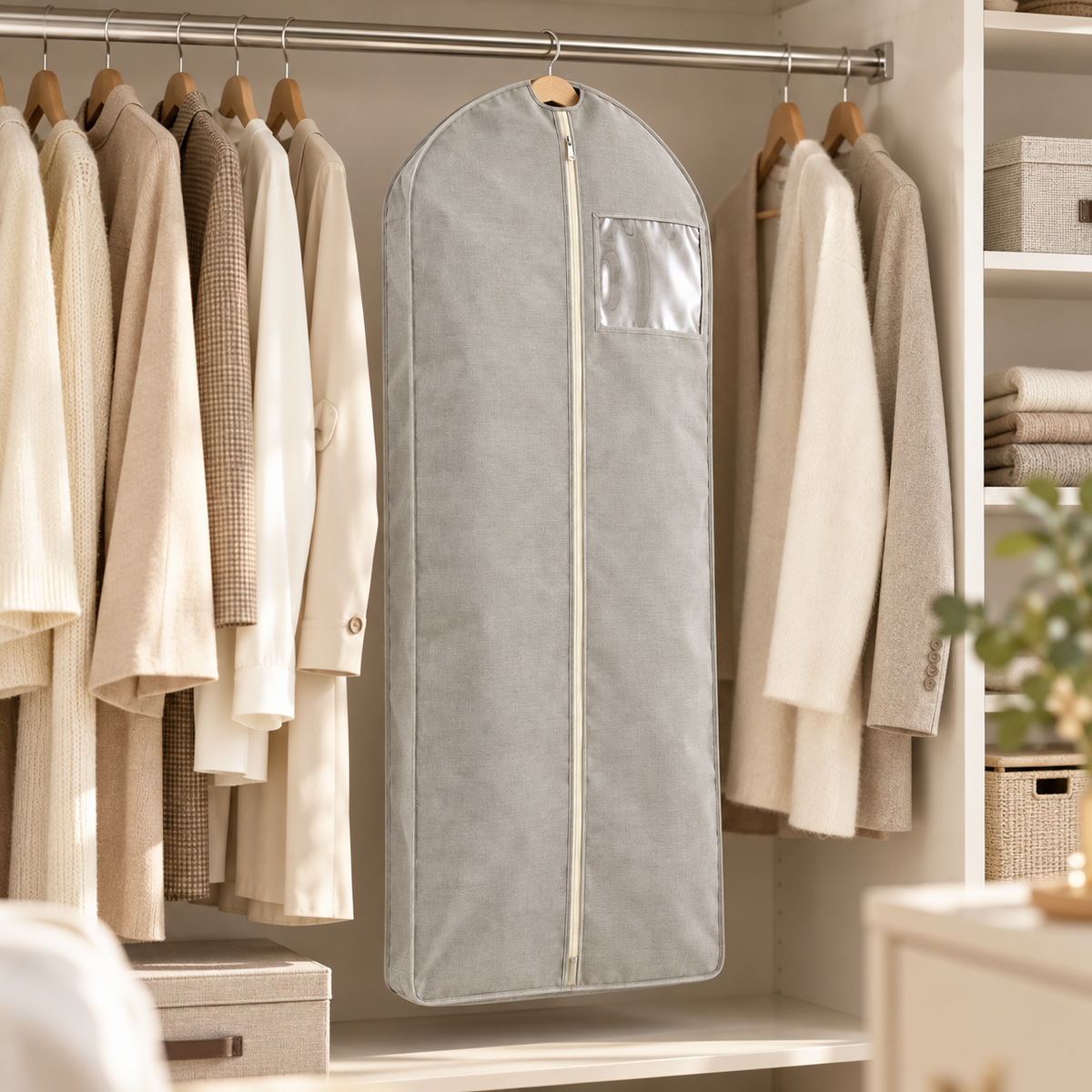 Livesoare Hanging Garment Storage Bag with Front Zipper & Clear Window
