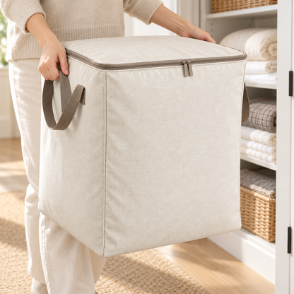 Livesoare Fabric Home Storage Bag with Zippered Lid & Side Handles