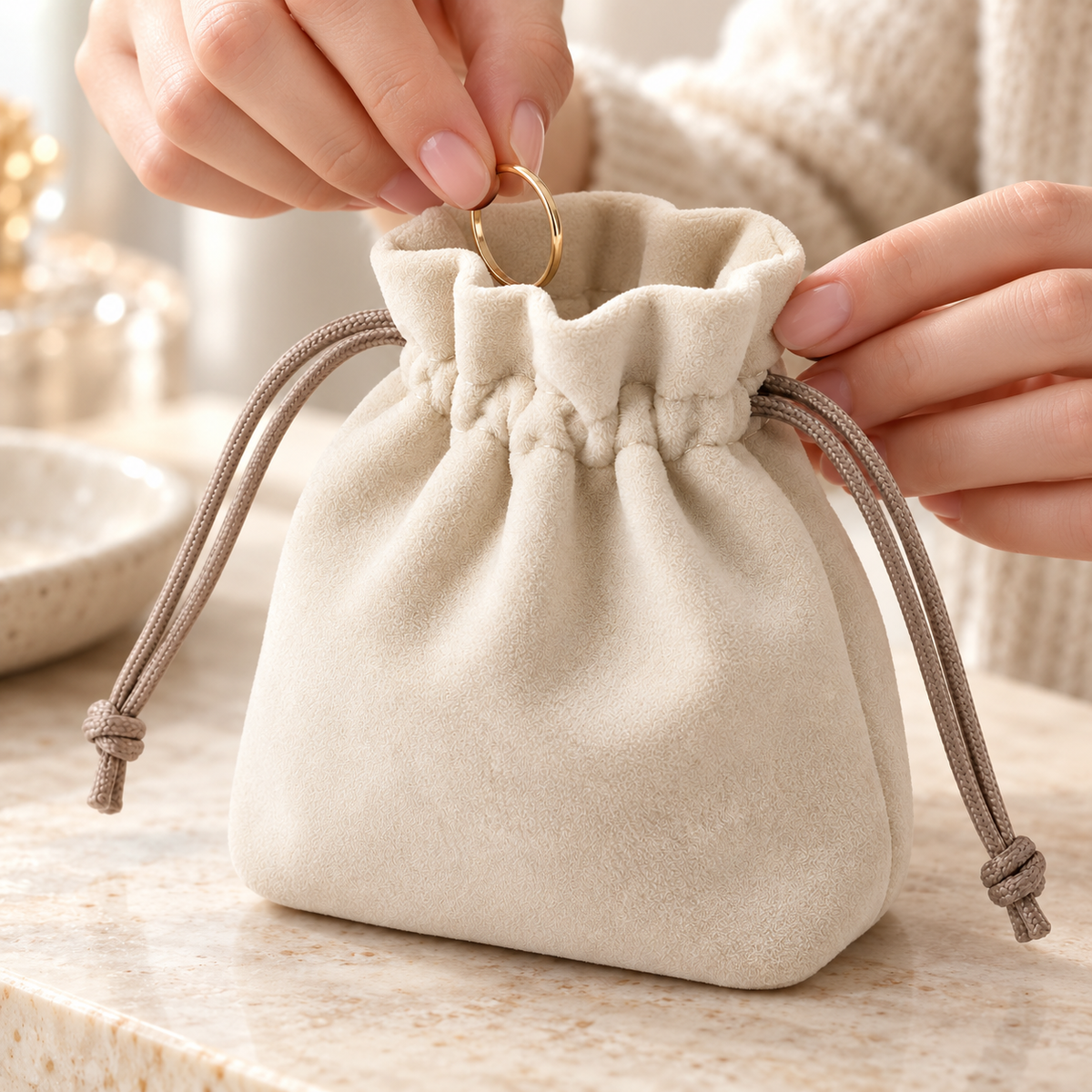 Livesoare Soft Drawstring Small Accessories Organizer Pouch