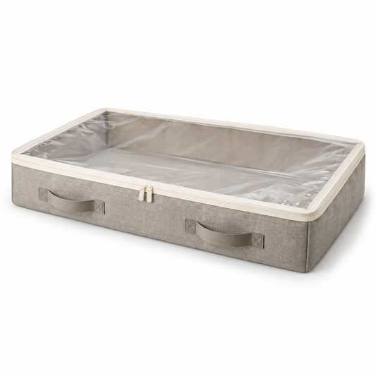 Livesoare Under-Bed Fabric Storage Bag with Clear Top & Dual Handles