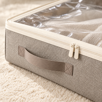 Livesoare Under-Bed Fabric Storage Bag with Clear Top & Dual Handles