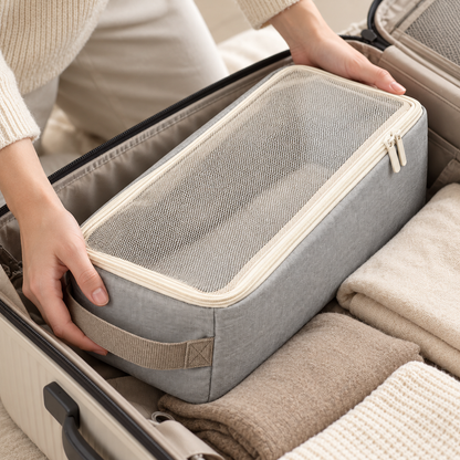 Livesoare Mesh-Top Travel Packing Organizer Bag with Side Handle