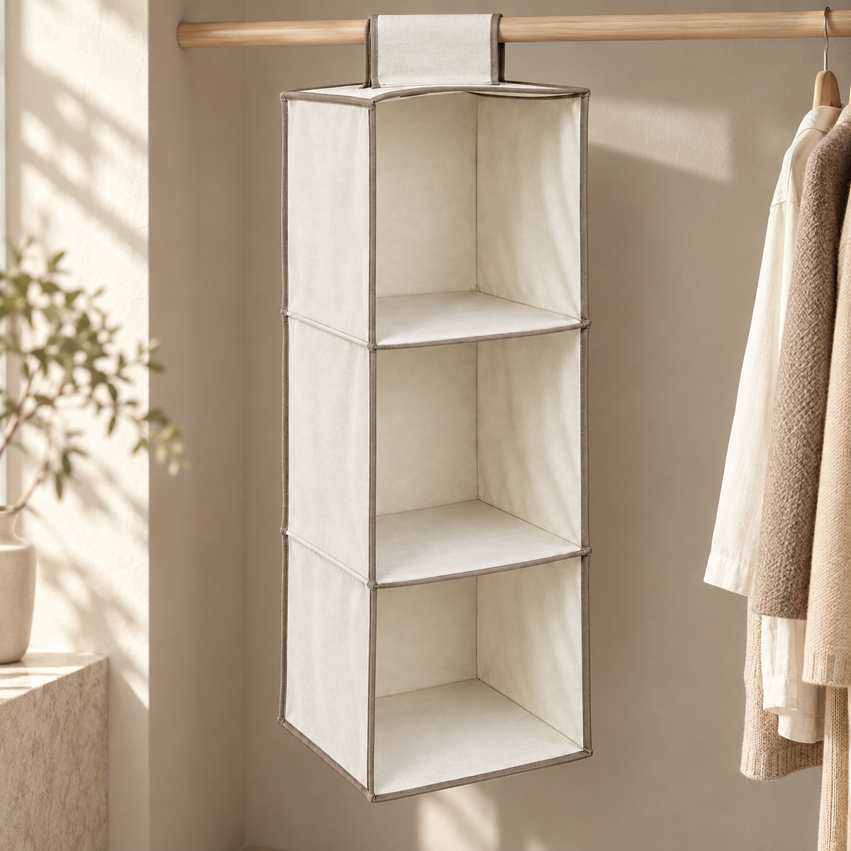 Livesoare 3-Tier Hanging Closet Organizer with Open Compartments