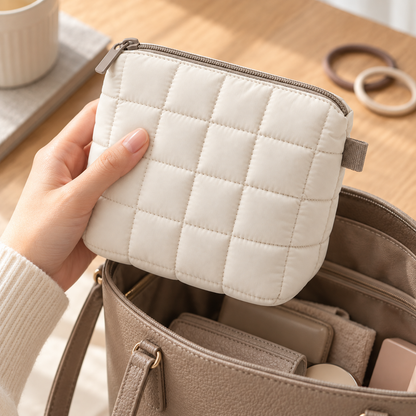 Livesoare Quilted Everyday Organizer Pouch with Zip Closure