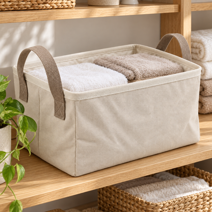 Livesoare Open-Top Fabric Storage Basket with Dual Handles