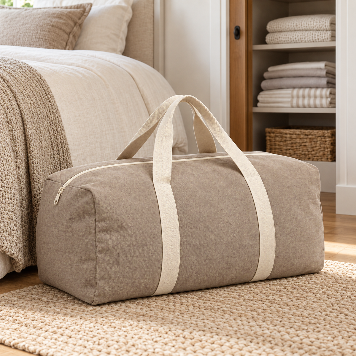 Livesoare Carry-Handle Fabric Storage Bag with Zipper Closure